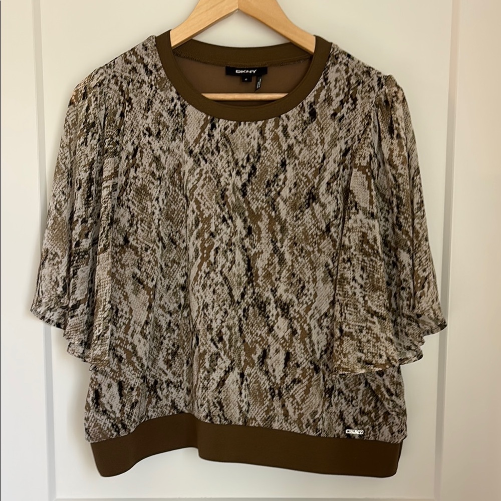 DKNY Brown Snake Print Women's Top